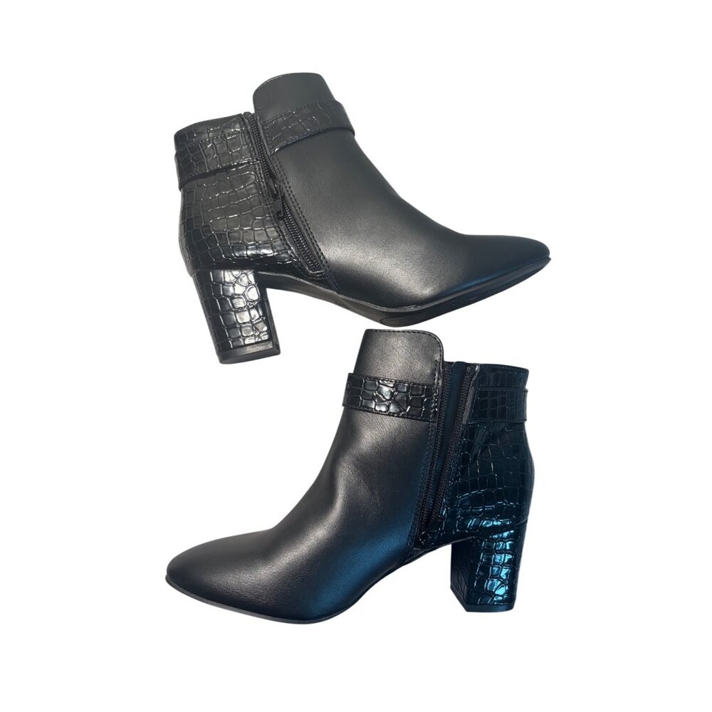 Karen Scott ivy block heel ankle boots in black womens size 6 new with out box